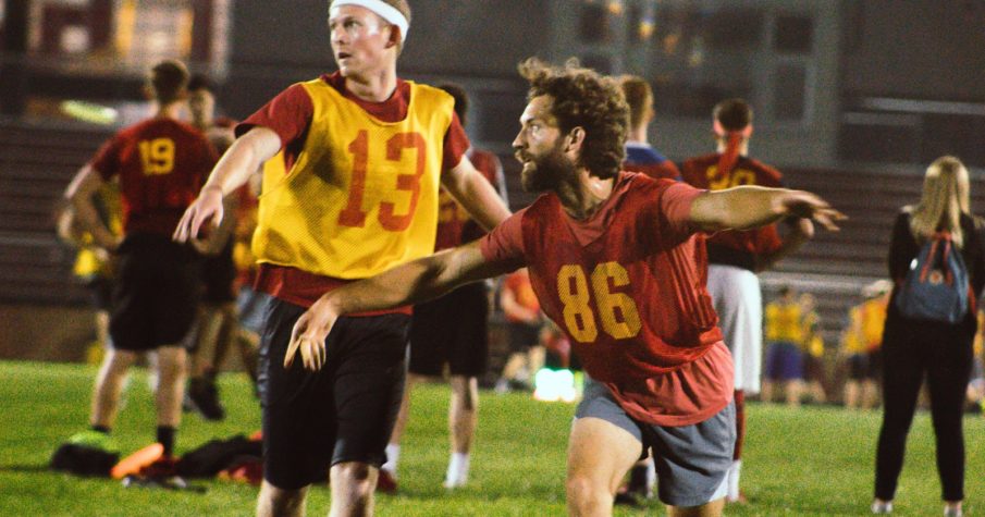 Students play intramural football